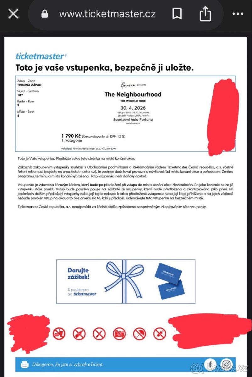 2 lístky na The Neighbourhood 30.4.2026 - 2