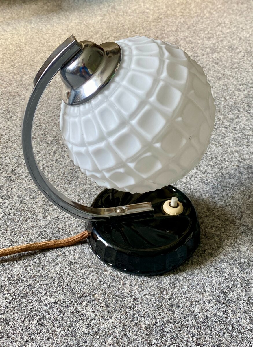 lampa lampička Art deco lampička chrom svítidlo staré - 2