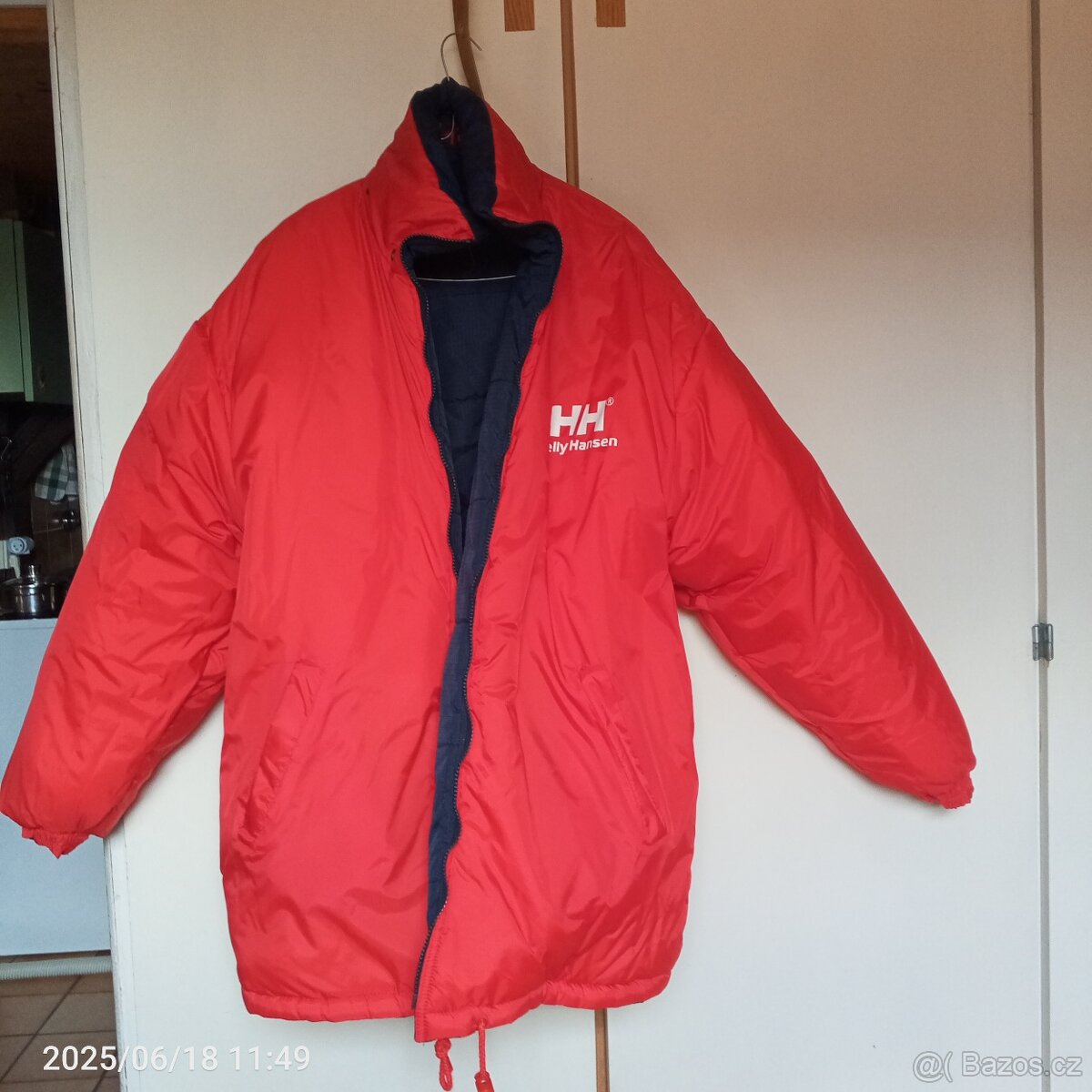 Dámská zimní bunda oboustranná (červená-modrá - 2