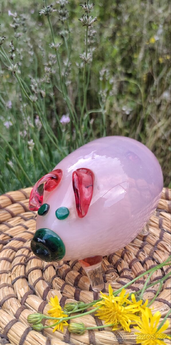 Ručně foukané skleněné prasátko - 2