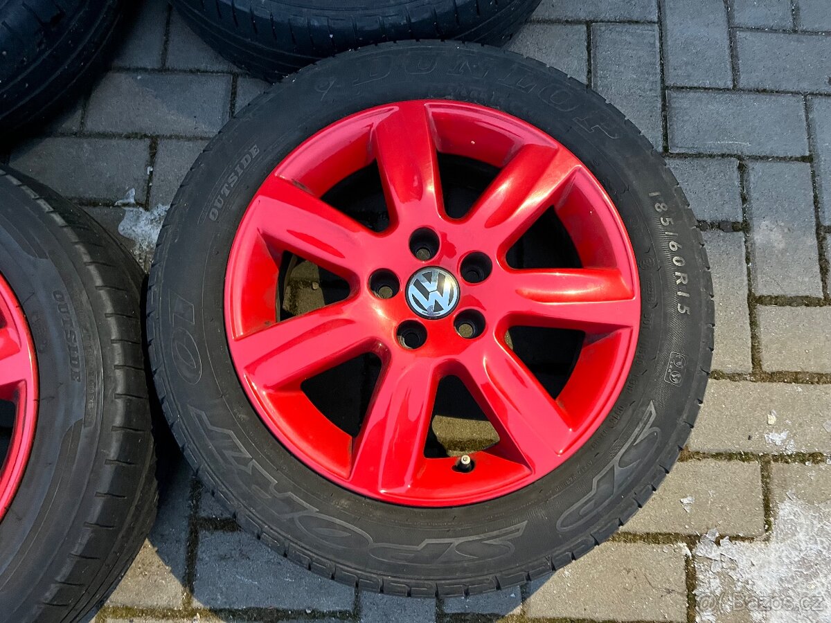 4x alu disky 5x100 R15, letní pneumatiky 70% - 2