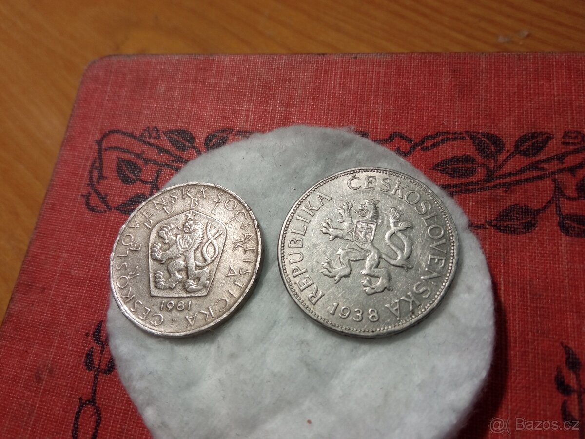STARÉ MINCE 5KČ 1938+5KČS 1981 - 2