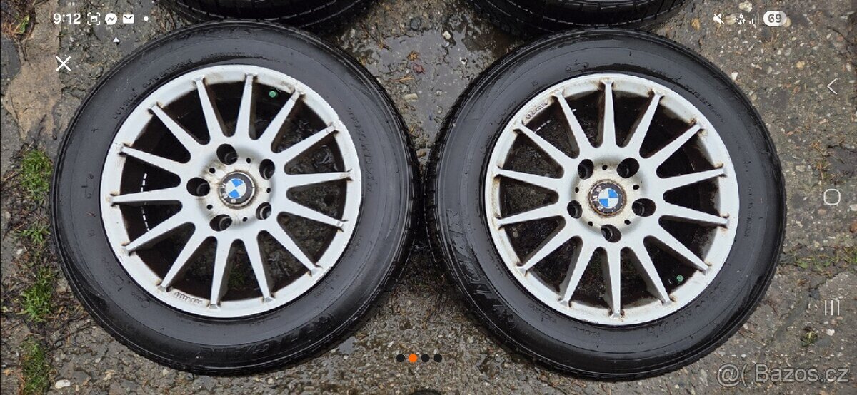 Alu kola R15 5x120, BMW letní 205/60 e36 - 2