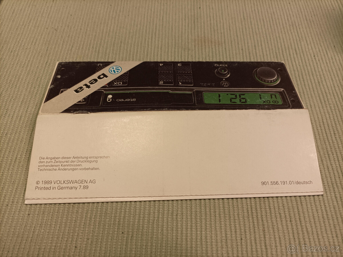 Originální autorádio VW Beta 2 - návod+bezp. karty - 2