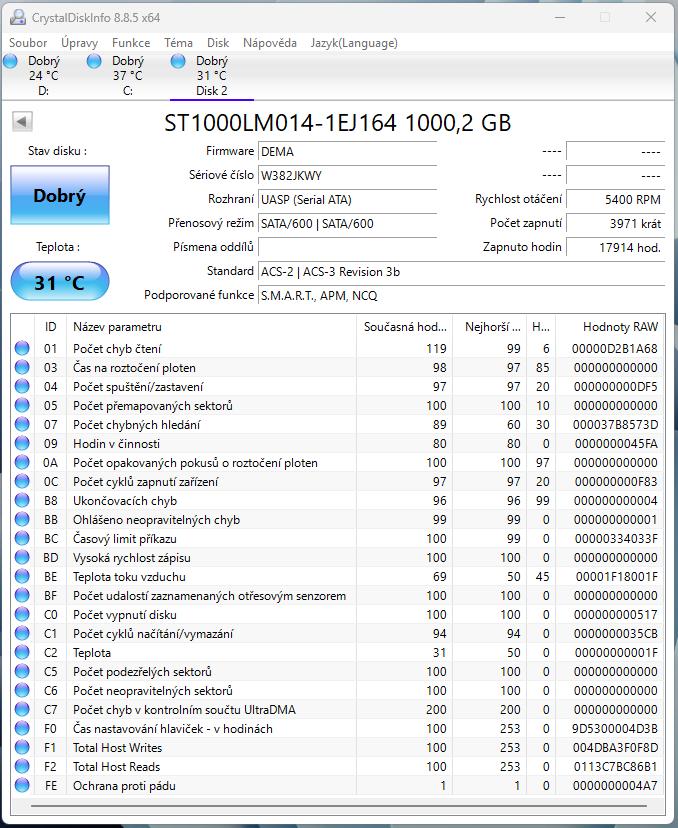 Hybridní pevný disk: SEAGATE SSHD 1TB + 8GB FLASH - 2
