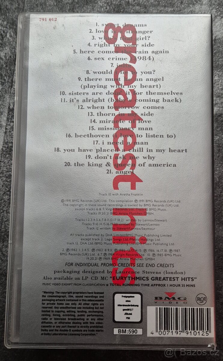 VHS EURYTHMICS - GREATEST HITS - 2