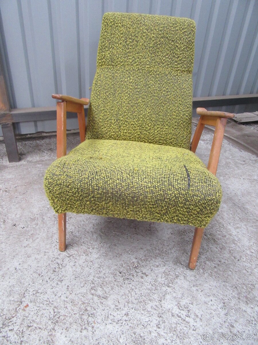 Nabízím elegantní retro křeslo Interier Praha 1966. Na renov - 2