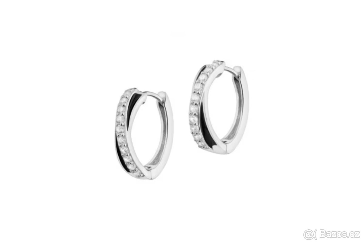 Stříbrné náušnice se zirkony a smaltem + přívěsek. Nový set - 2