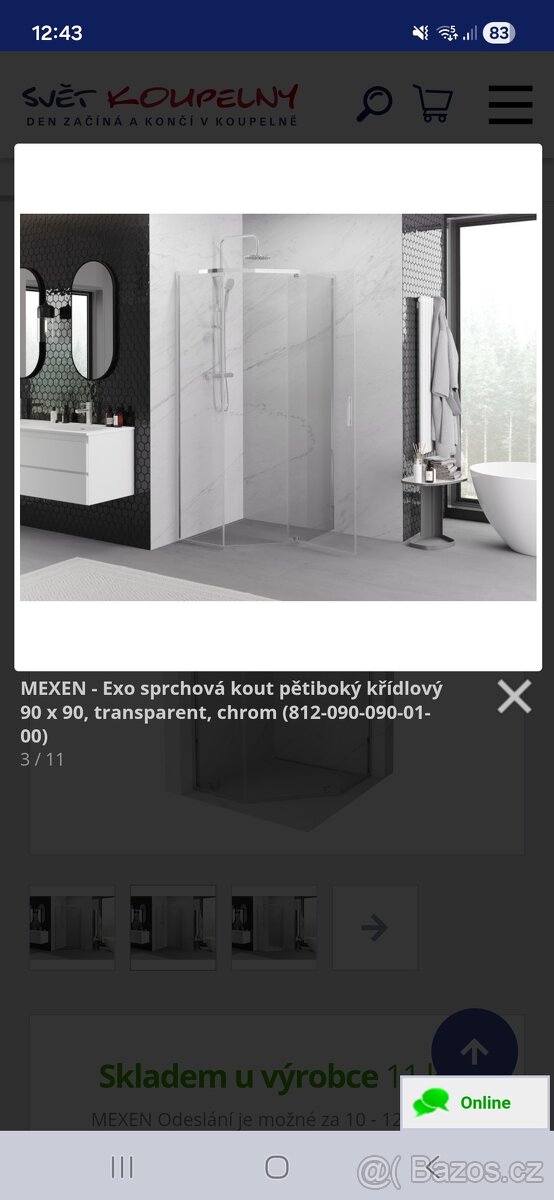 Sprchový kout pětiboký - nový - 2