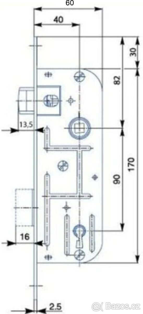 Zadlabací zámek na dozický klíč, štíty, klika - 2
