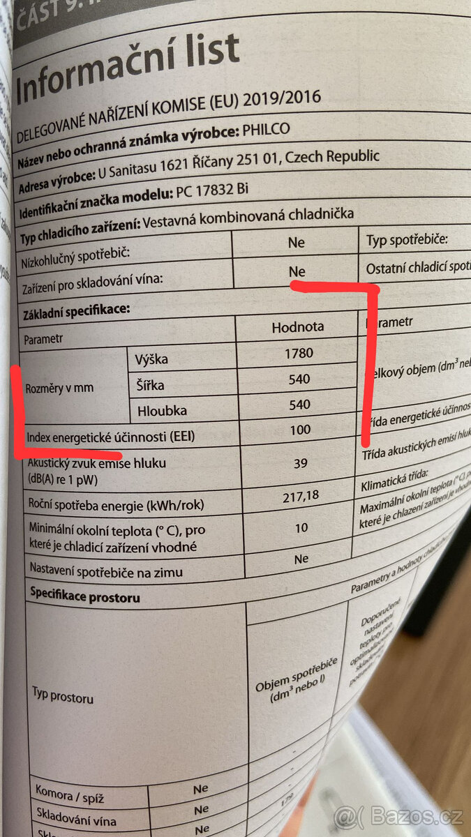 Vestavná lednice - nová - 2