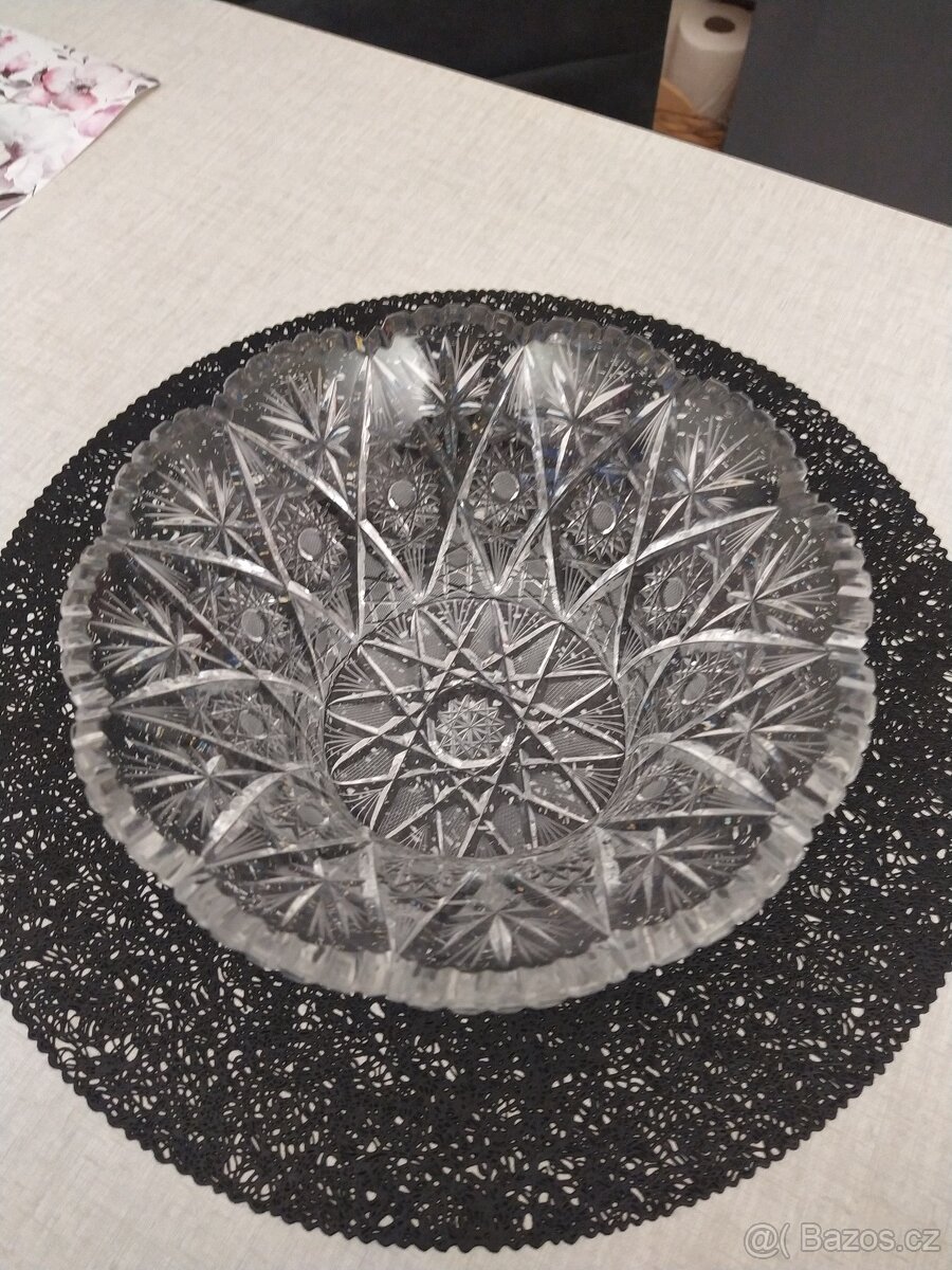 Křišťálová broušená mísa - 2
