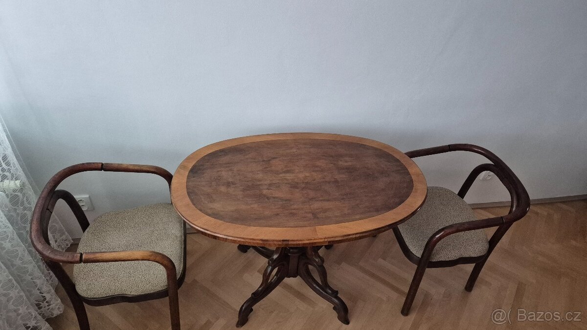 Prodám starožitný stůl a 2x židle - 2