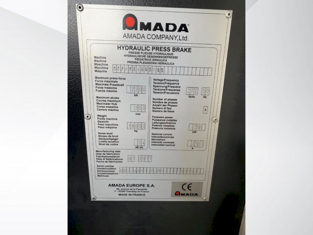 Ohraňovací lis AMADA HFP NT 220-4L, použitý, z roku 2011. - 2