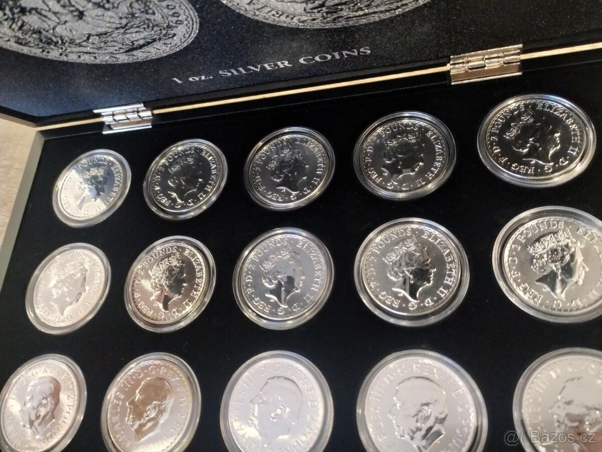 Rarita Stribro 10oz alzbeta II + 10oz Charles III, raženo v - 2