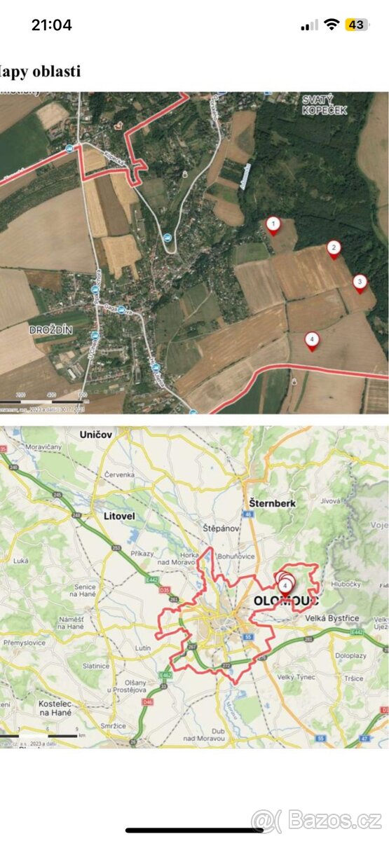 Pozemky Olomoc- Droždín - 2