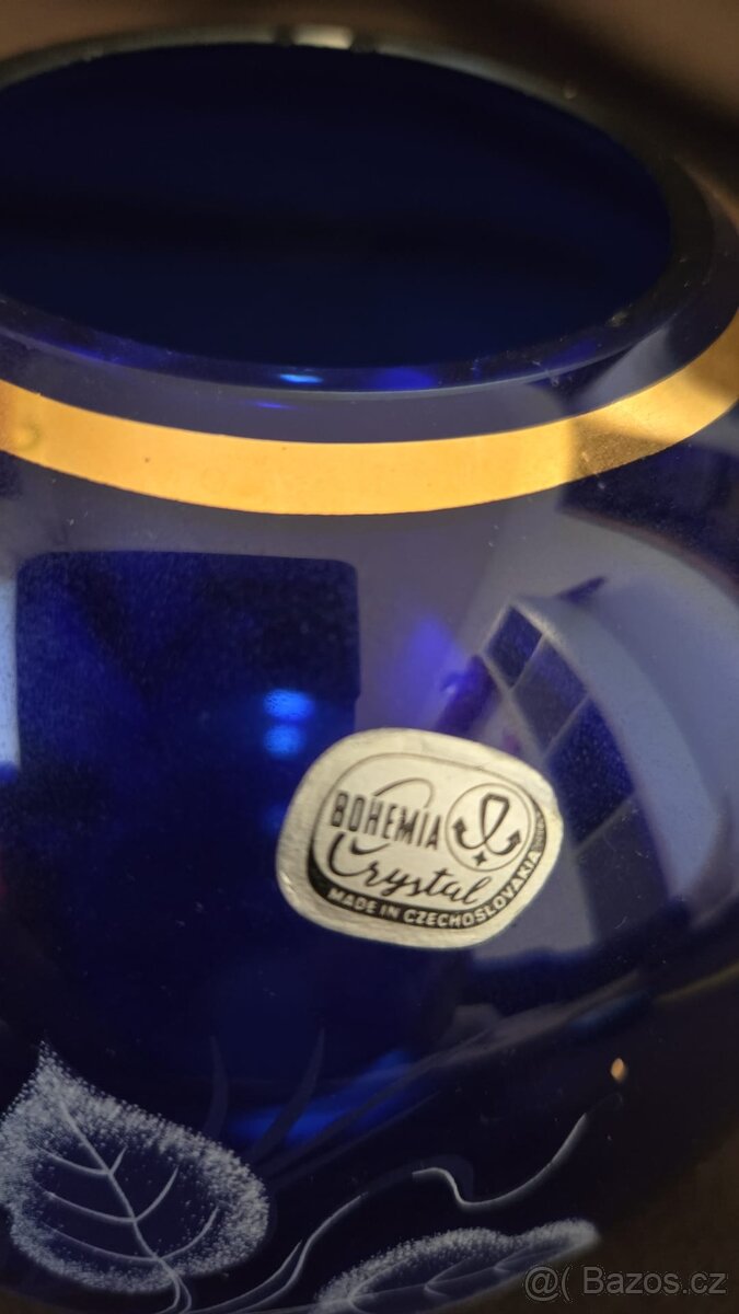 Kulatá modrá váza Bohemia - 2