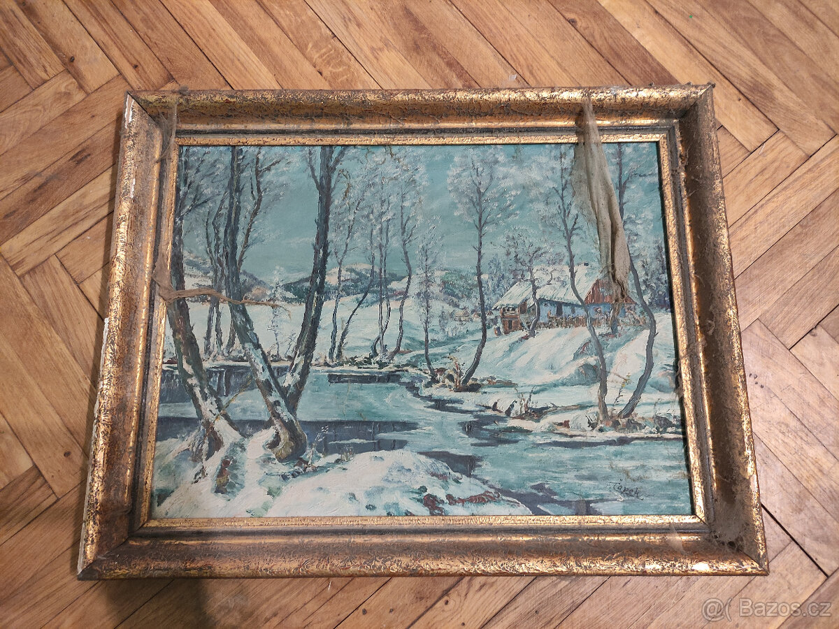 Obraz krajiny - Čapek, starožitnost - 2