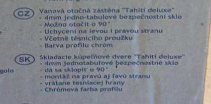 Zástěna na vanu Tahiti Deluxe 140x75 - 2