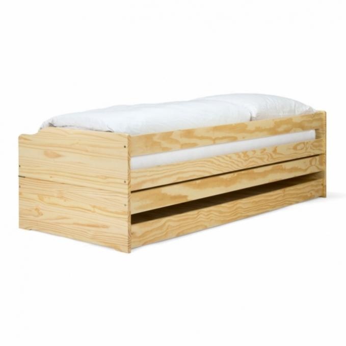 Postel, rozkládací dřevěná postel na tři lůžka - 2