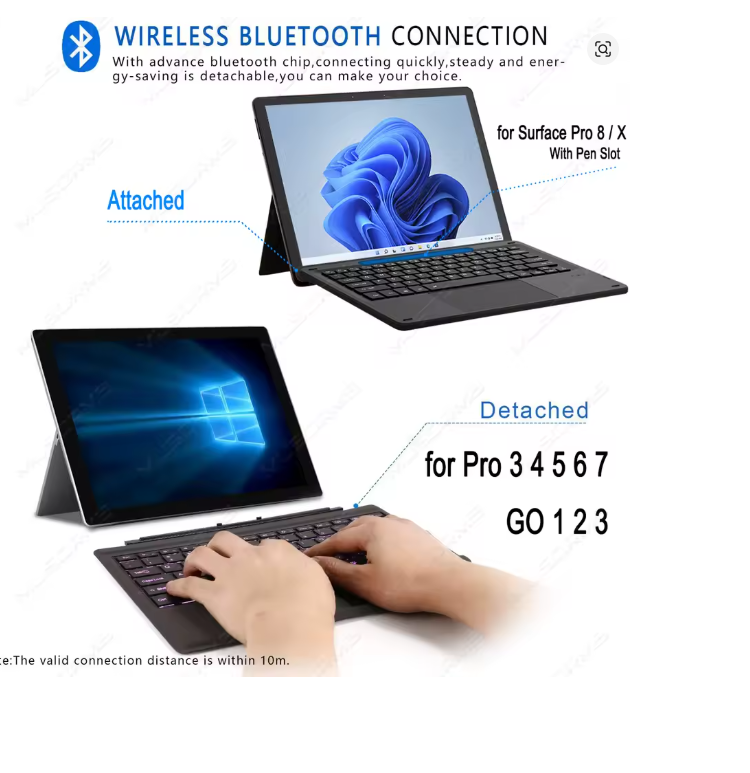 Klavesnice NOVA pro Microsoft Surface Pro 3 4 5 6 7 8 9 X Go - 2
