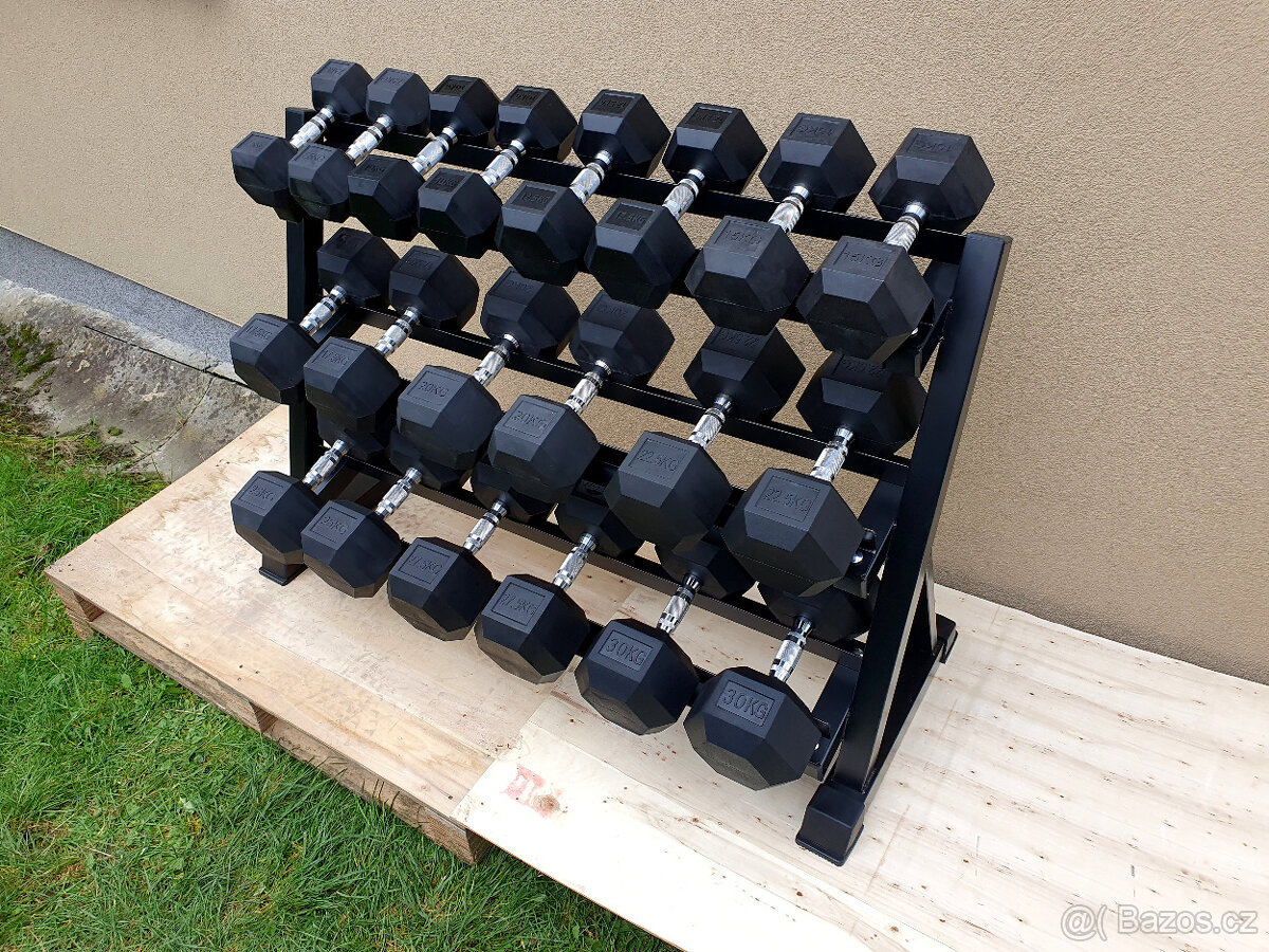 jednoručky činky - HEXA - sada 375kg + STOJAN - 2