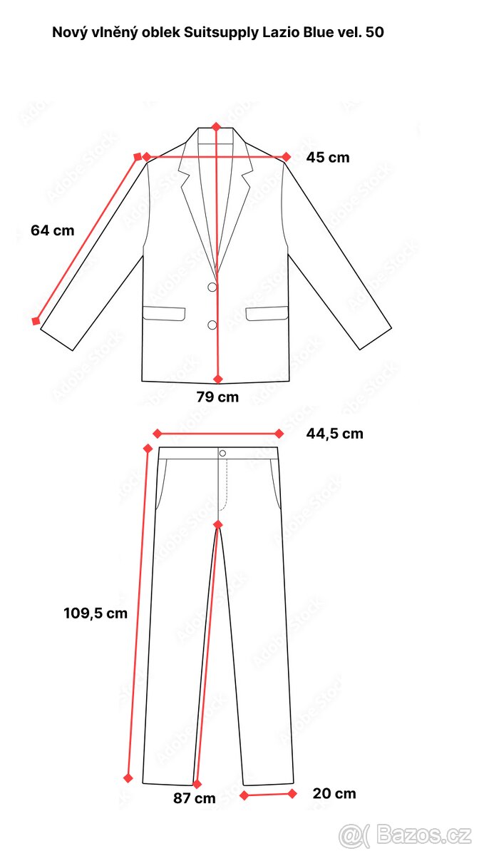 Nový vlněný oblek Suitsupply Lazio Blue vel. 50 - 2