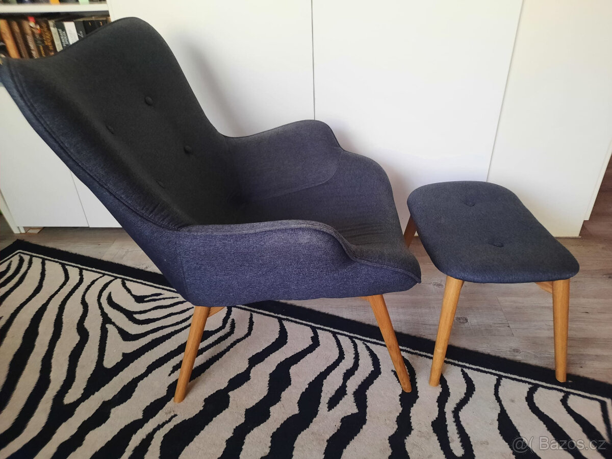 Křeslo s podnožkou SKALBORG - 2