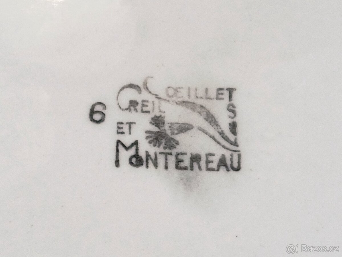 STAROŽITNÝ ART DECO SERVÍROVACÍ TALÍŘ CREIL ET MONTEREAU FRA - 2