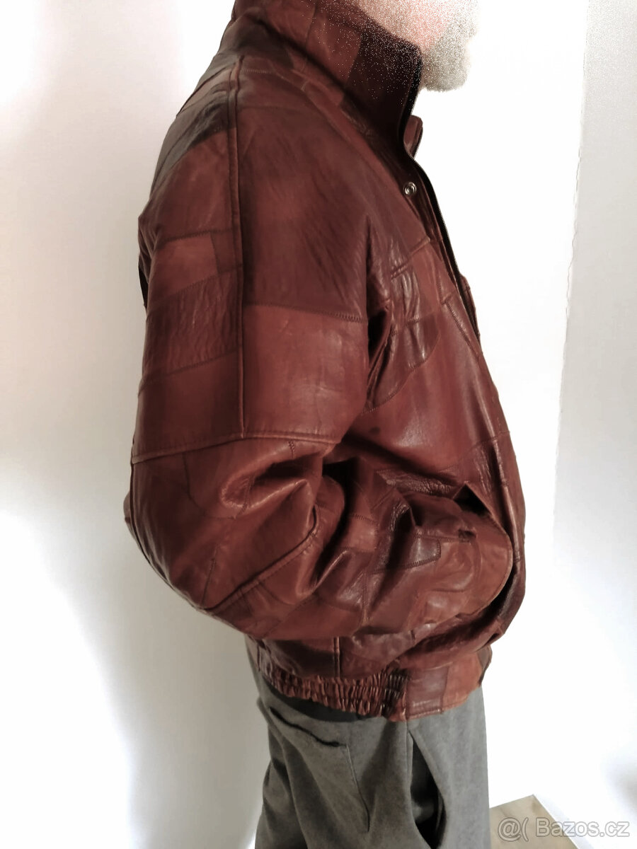 Vintage hnědá pánská kožená bunda - 2