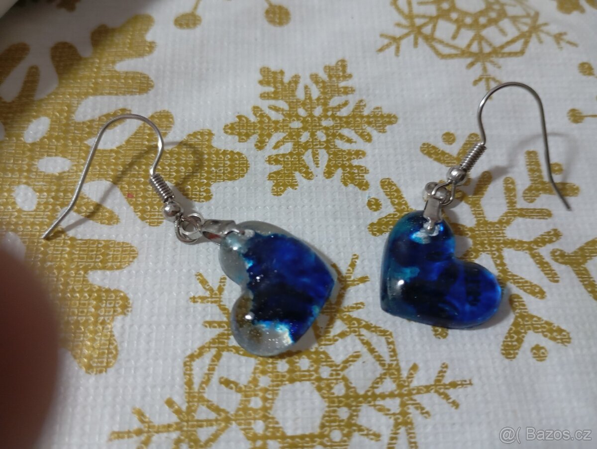 Modré náušnice Srdíčko - 2