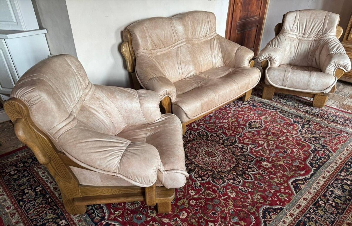 Rustikální dubová světlá sedací souprava, 4982 - 2