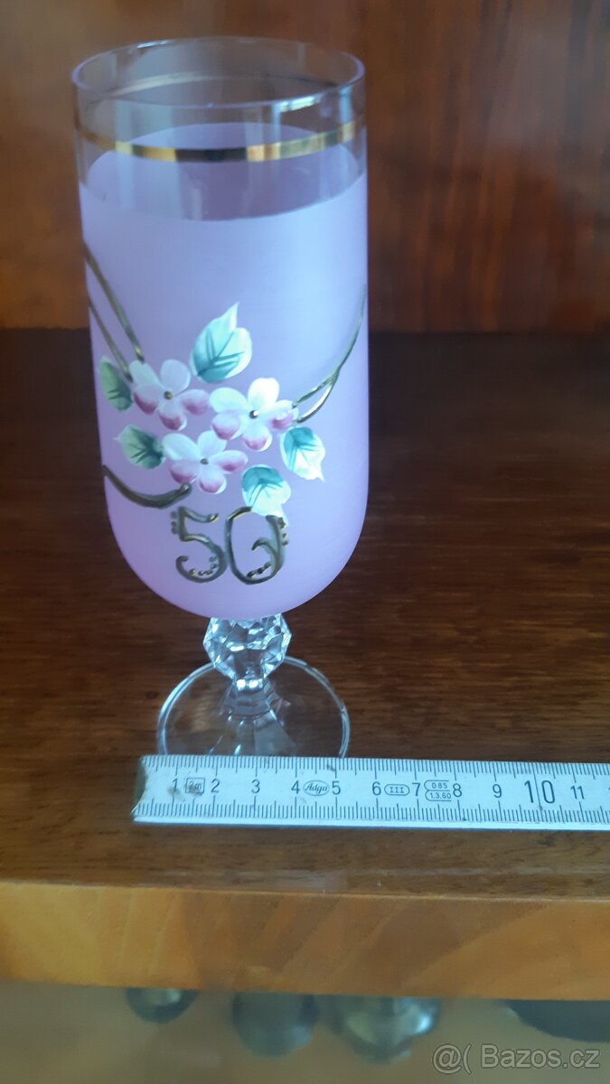 Novoborské sklo - sklenička k 50. výročí narozenin - 2