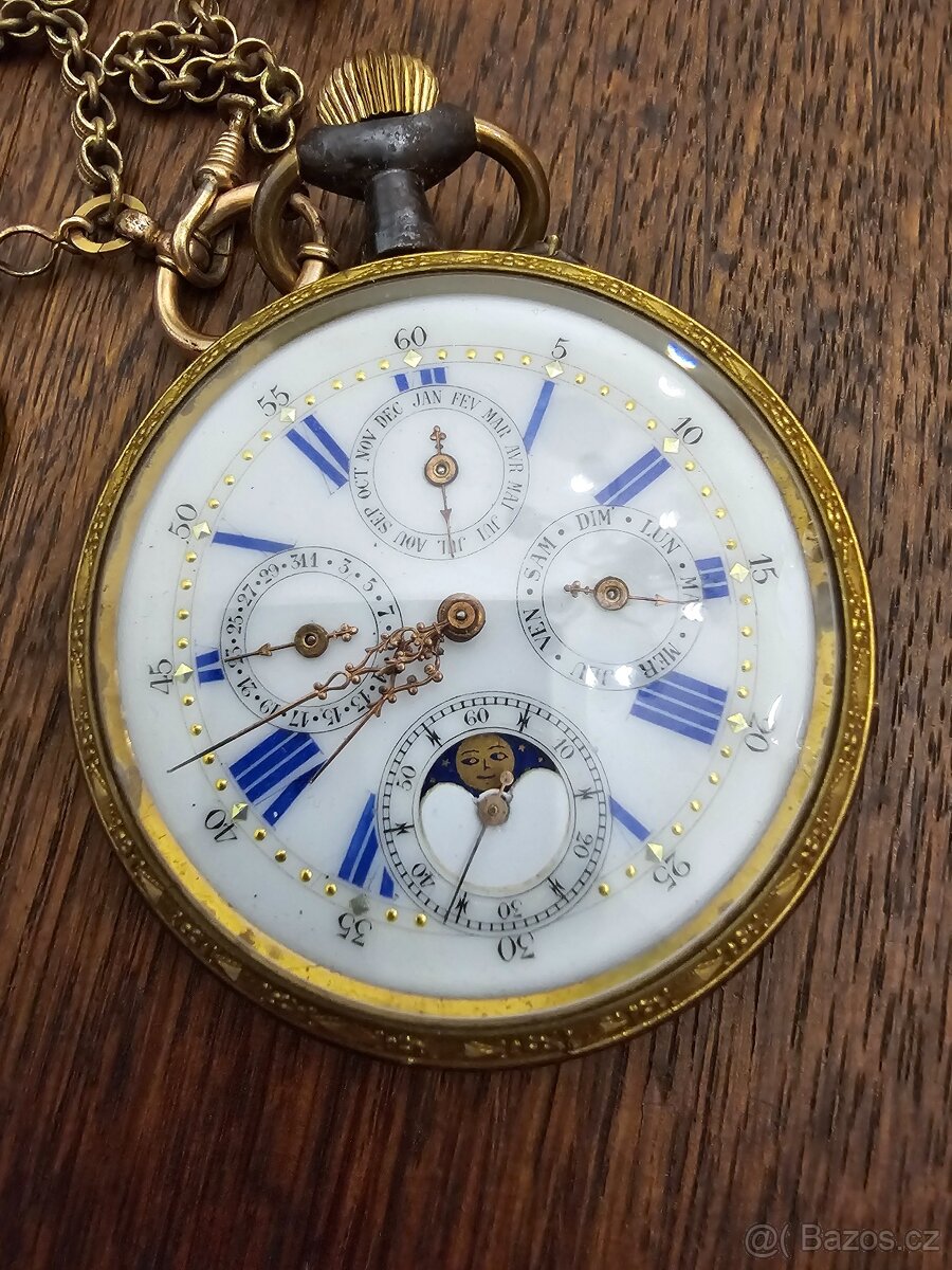 Velké kapesní hodinky s kalendářem a lunarními fazemi - 2