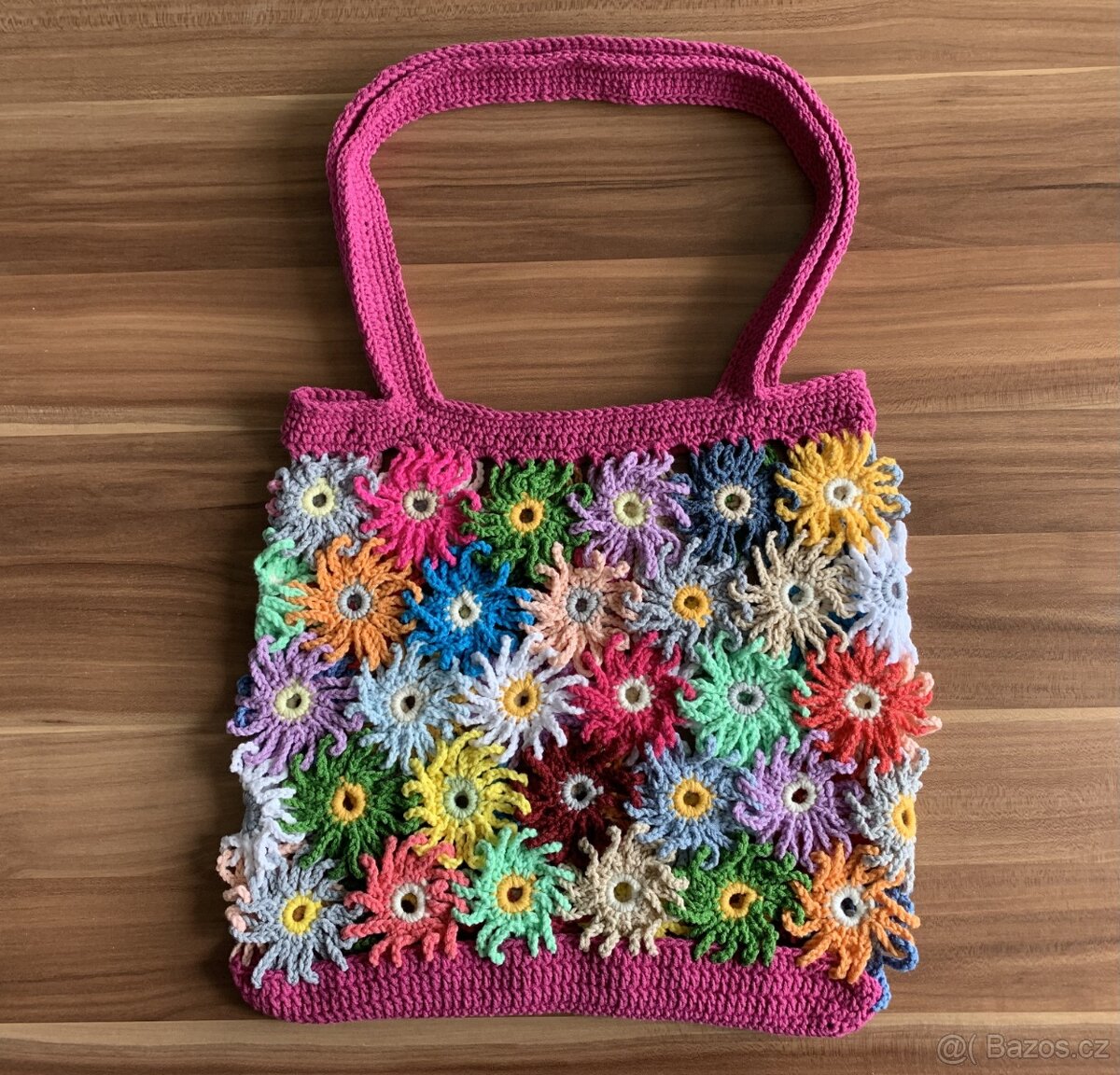 Háčkovaná taška kytičky tmavě zelená - doprava zdarma - 2