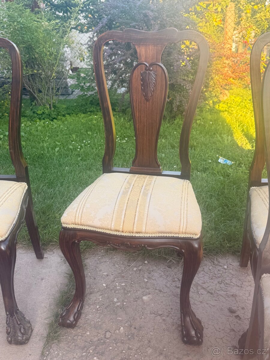 Set židlí styl Chippendale 6+2 masivní jako nové - 2