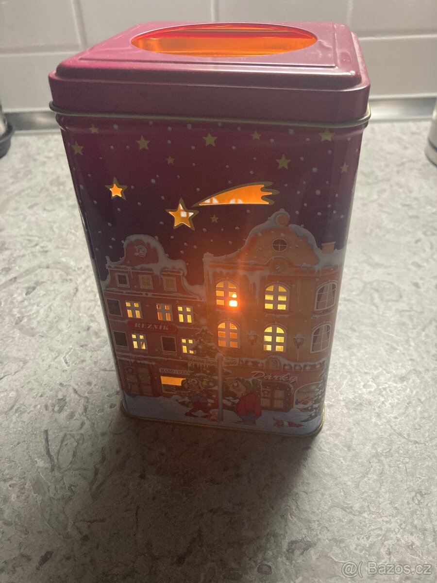 Vánoční dóza, domeček – svicen např. na čajovou svíčku - 2