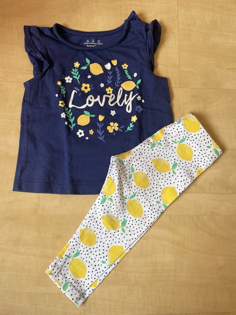 letní citronkový set 6-9 m. 1x oblečený - 2