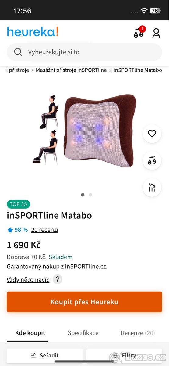 Masážní polštář inSPORTline Matabo - 2