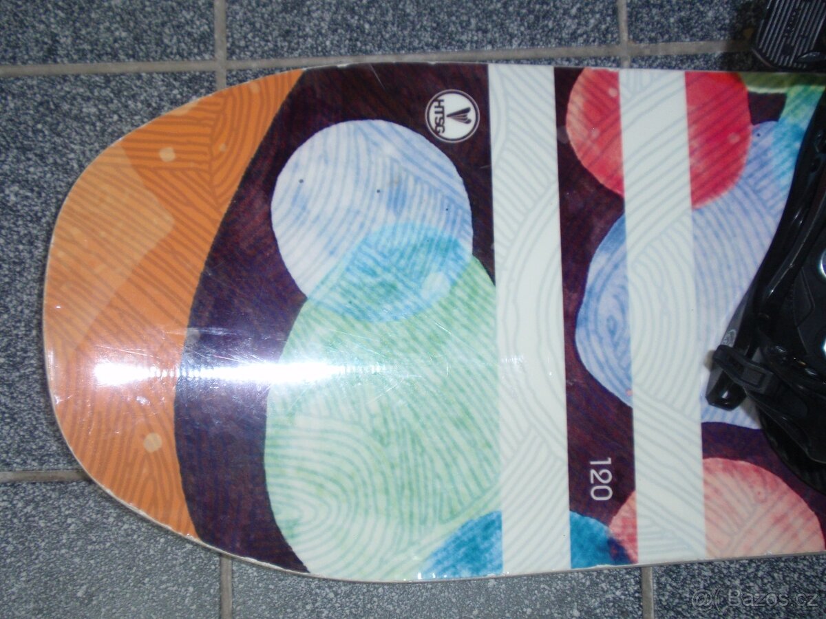 PĚKNÝ DÍVČÍ NABROUŠENÝ SNOWBOARD TRANS 120 CM+VÁZÁNÍ S - 2