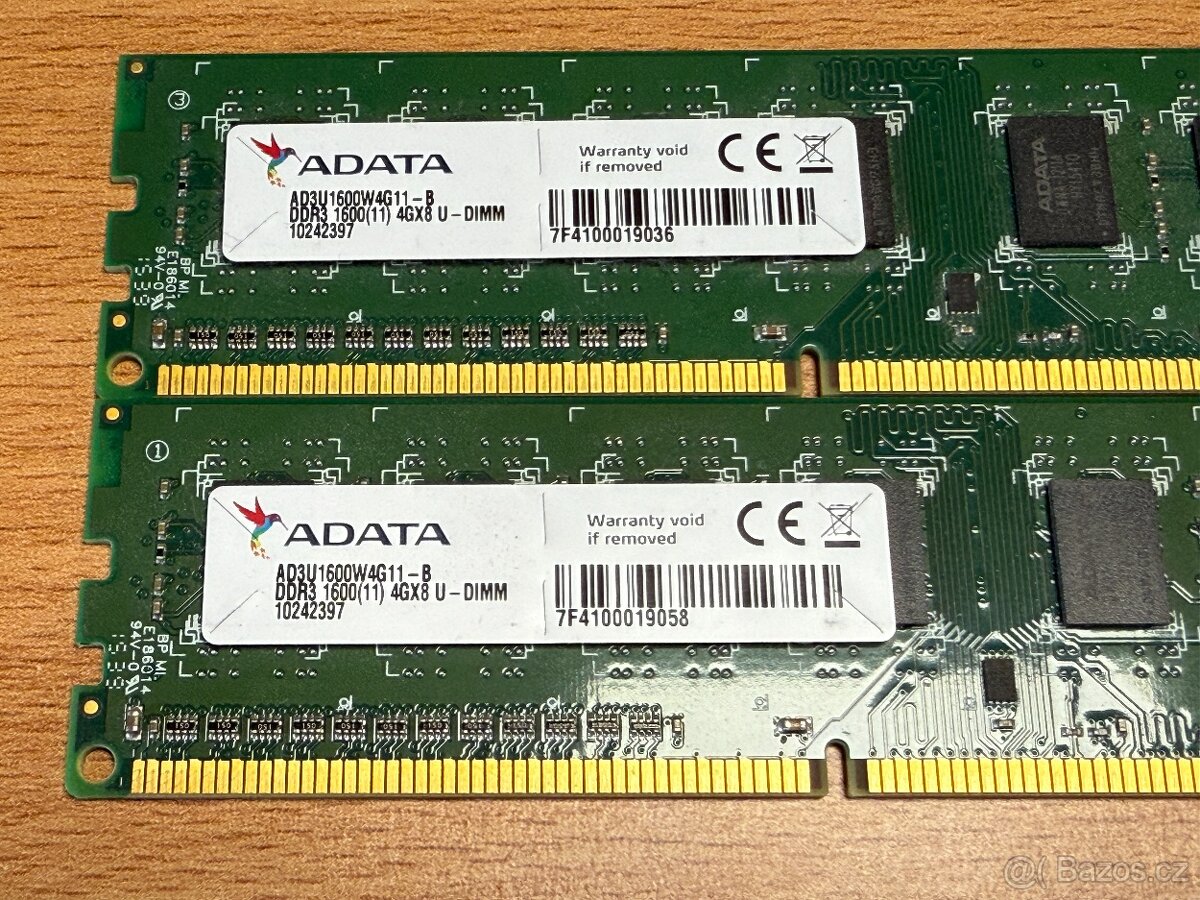 2x 4GB DDR3 Adata ad3u1600w4g11-b - 2