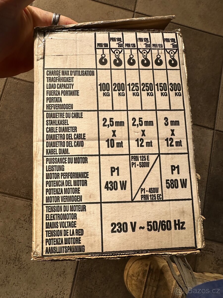 Elektrický lanový zvedák - kočku - 150/250kg - 2