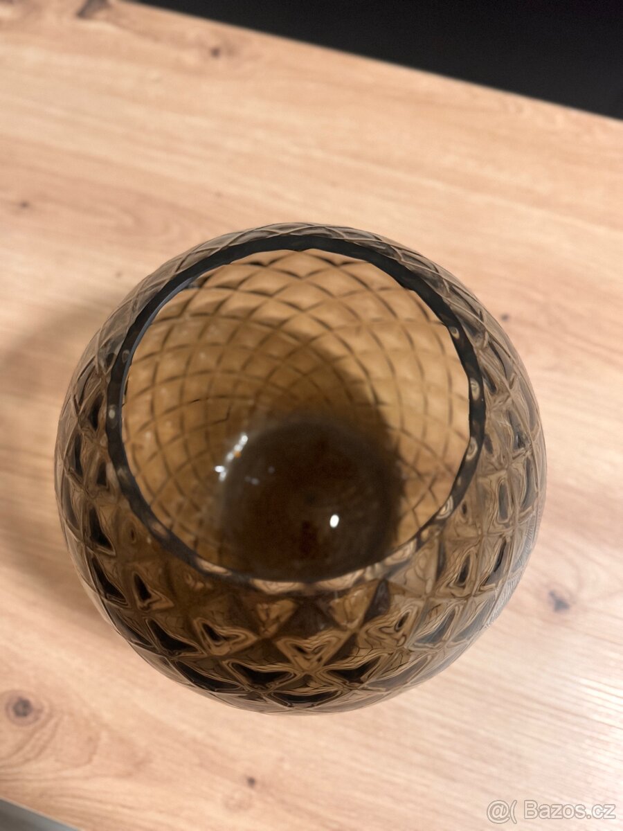 Luxusní designová váza z foukaného skla – kouřový odstín - 2