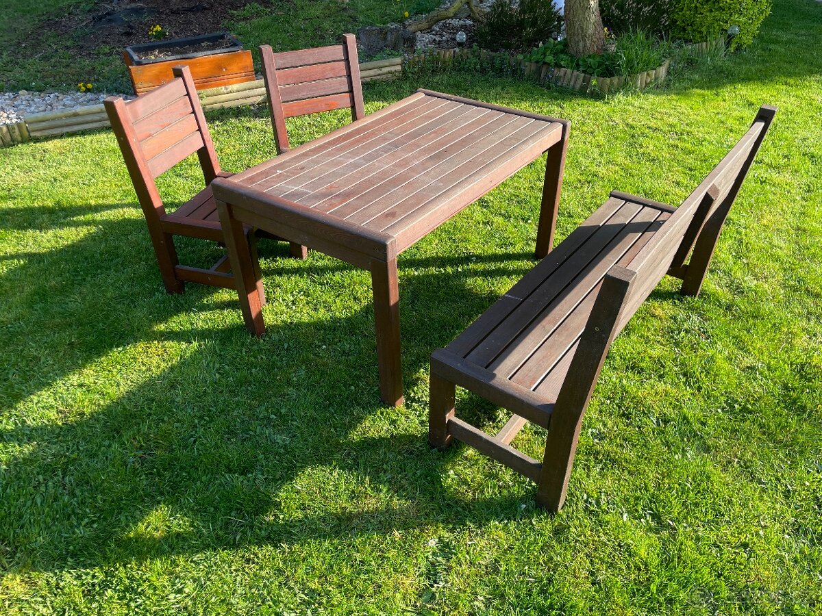 Venkovní dětský sedací set ze dřeva - 2