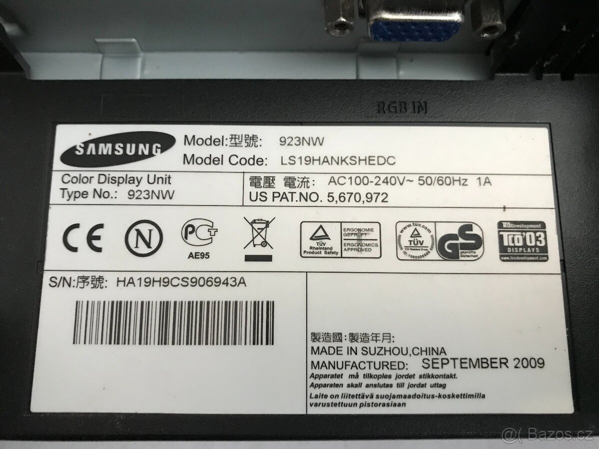 MONITOR SAMSUNG 19" - 494 mm - 2