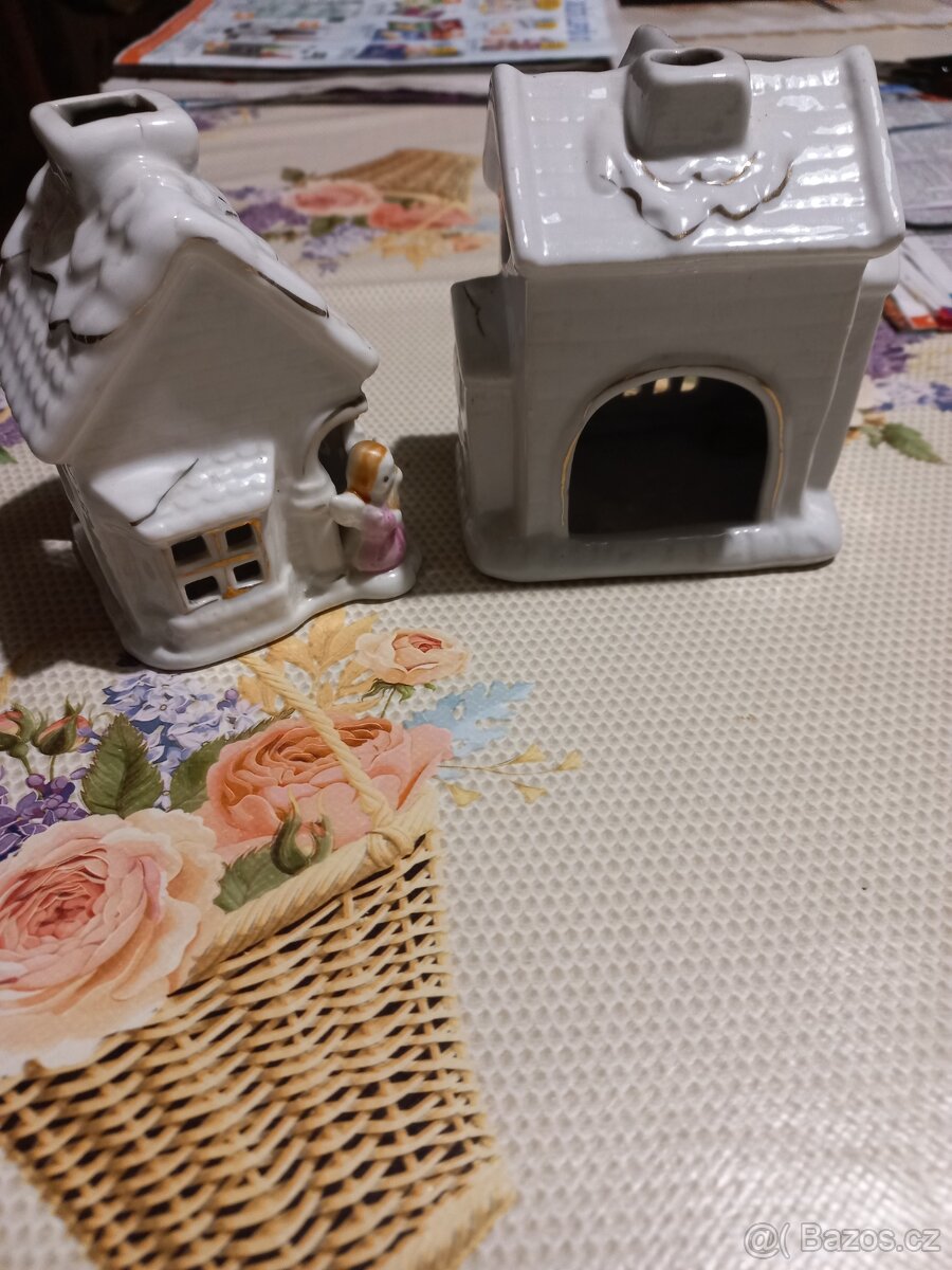 Vánoční porcelánové chaloupky na svíčku - 2