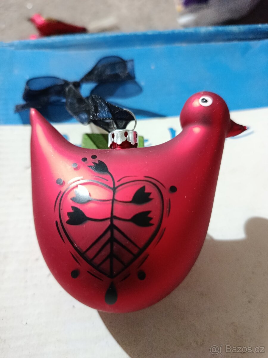 Sada 4 ks - Retro/Vintage Skleněné Vánoční Ozdoby Ptáčci - 2