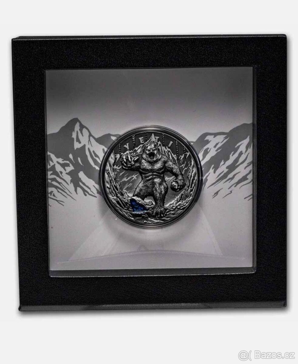 stříbrná sberatelska mince Yeti 2uncová stříbrná mince, 500k - 2