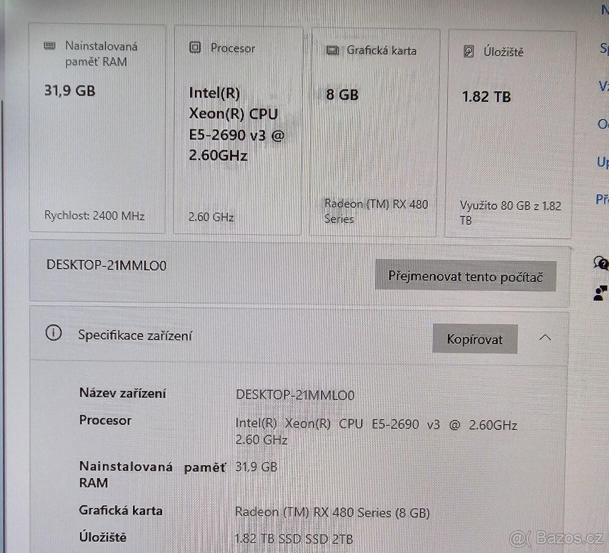 Stolní PC White CPU 12C/24T, RAM32GB, SSD2T, GPU8Gb - 2