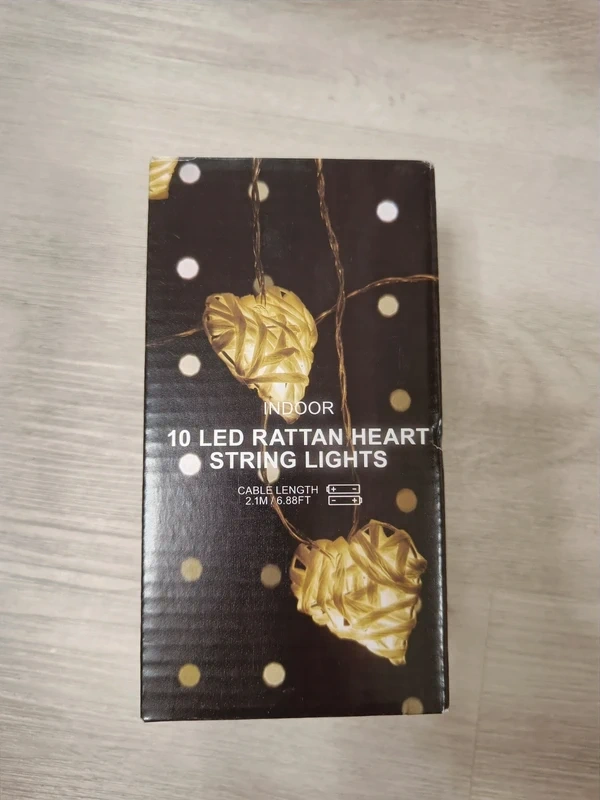 Slaměné svítící ozdoby, srdíčka - nové - 2